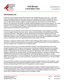 CV for Neil Broom Expert Witness in Computer Forensics Investigations in New York City